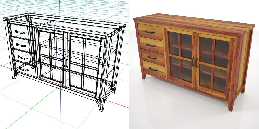 formZ 3D インテリア interior 家具 furniture 棚 ラック rack shelf キャビネット cabinet 飾り棚 リビングボード living カップボード cupboard 食器棚