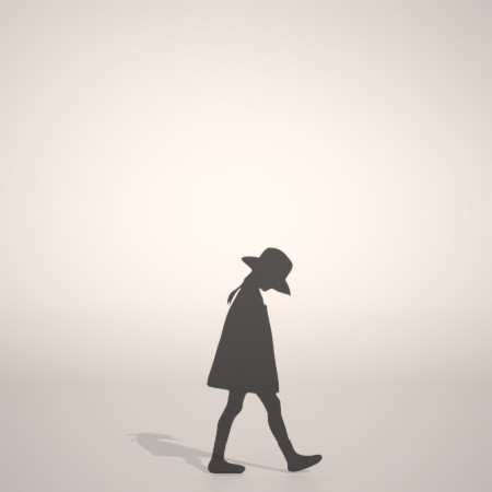 formZ 3D シルエット silhouette 子供 child 帽子 hut 少女 girl スカート skirt