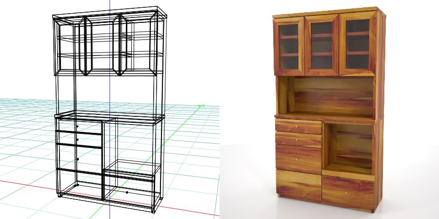 formZ 3D インテリア interior 家具 furniture キャビネット cabinet キッチンボード kitchen ダイニングボード dining カップボード cupboard 食器棚