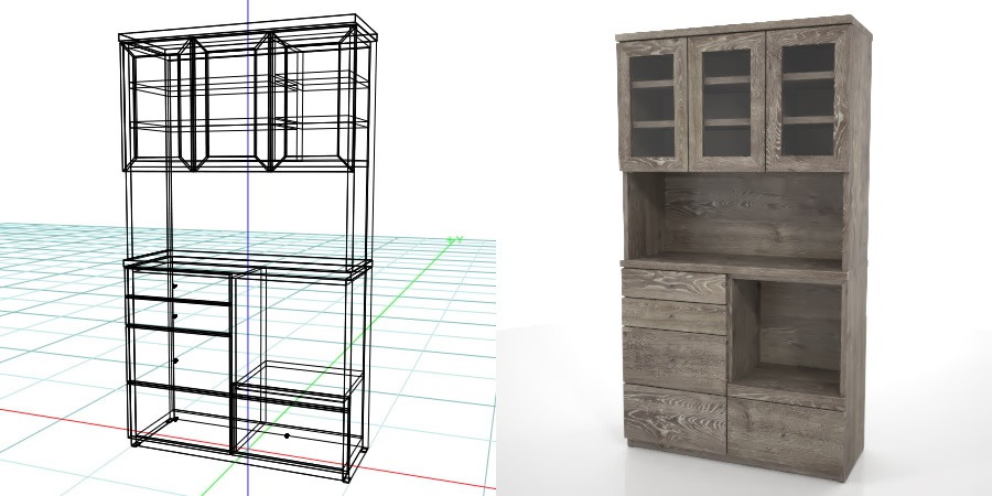 formZ 3D インテリア interior 家具 furniture キャビネット cabinet キッチンボード kitchen ダイニングボード dining カップボード cupboard 食器棚