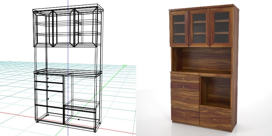 formZ 3D インテリア interior 家具 furniture キャビネット cabinet キッチンボード kitchen ダイニングボード dining カップボード cupboard 食器棚