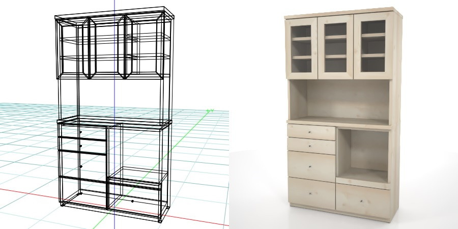 formZ 3D インテリア interior 家具 furniture キャビネット cabinet キッチンボード kitchen ダイニングボード dining カップボード cupboard 食器棚