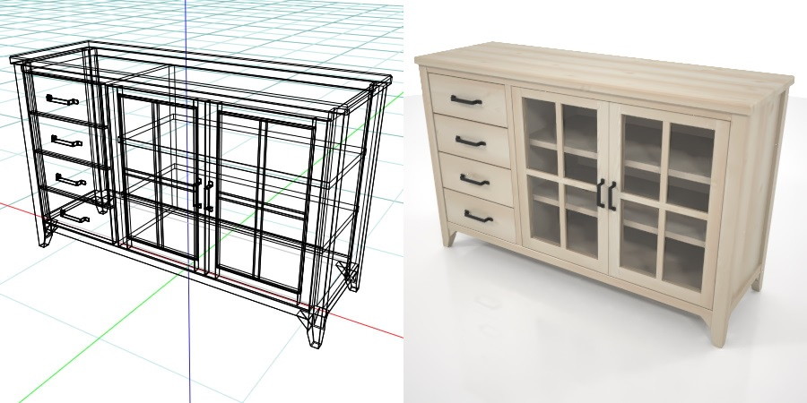 formZ 3D インテリア interior 家具 furniture 棚 ラック rack shelf キャビネット cabinet 飾り棚 リビングボード living カップボード cupboard 食器棚
