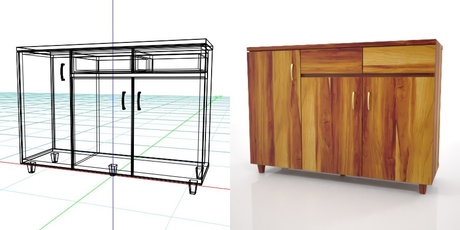 formZ 3D インテリア interior 家具 furniture 棚 ラック rack shelf キャビネット cabinet 飾り棚 リビングボード living サイドボード