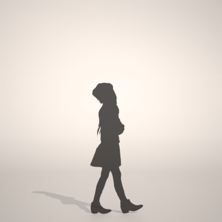 formZ 3D シルエット silhouette 子供 child 少女 girl ニット帽 knit cap スカート skirt 歩く walk