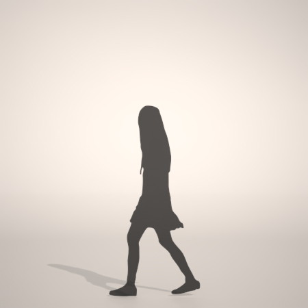 formZ 3D シルエット silhouette 子供 child 少女 girl ワンピース one-piece dress 歩く walk