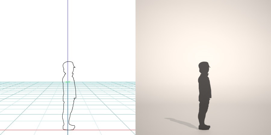 formZ 3D シルエット silhouette 子供 child 帽子 cap 少年 boy