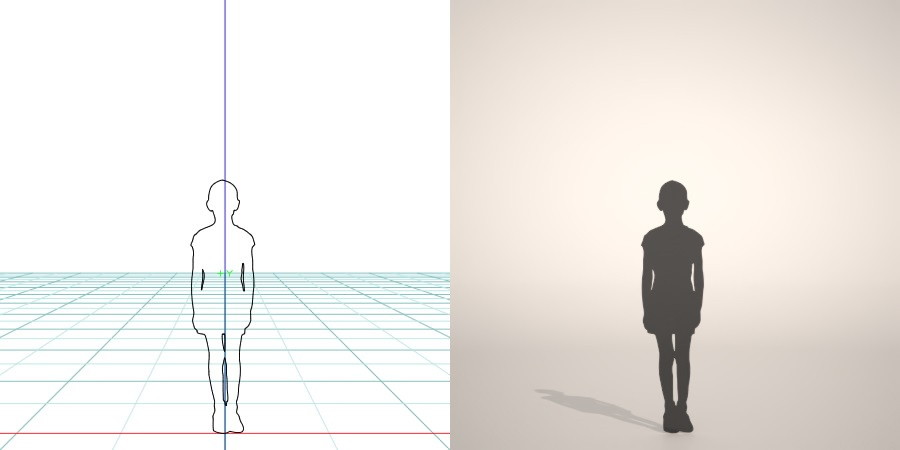 formZ 3D シルエット silhouette 子供 child 少年 boy 短パン