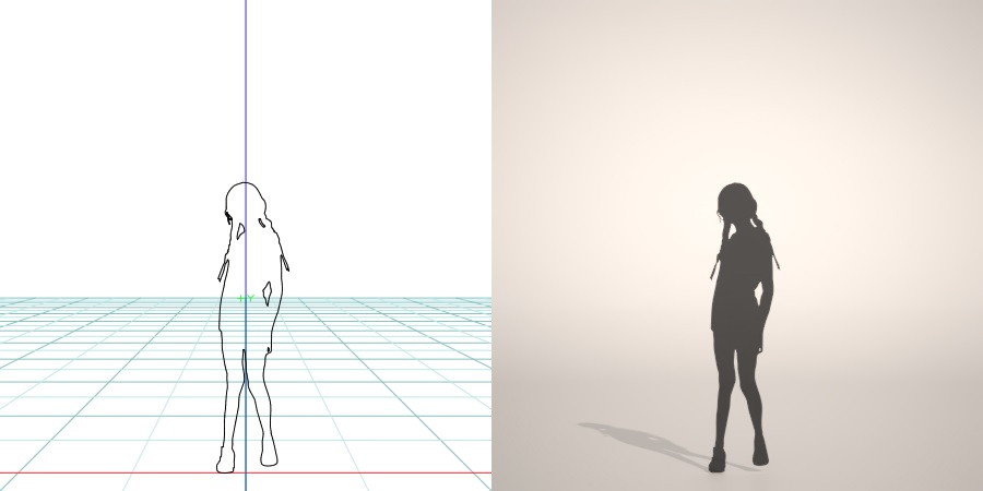 formZ 3D シルエット silhouette 子供 child 少女 girl 短パン