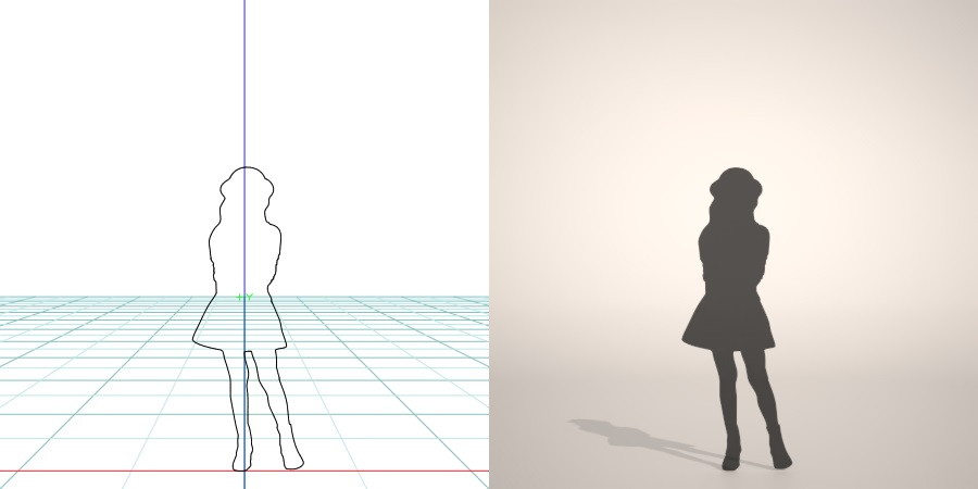 formZ 3D シルエット silhouette 子供 child 帽子 hut 少女 girl スカート skirt