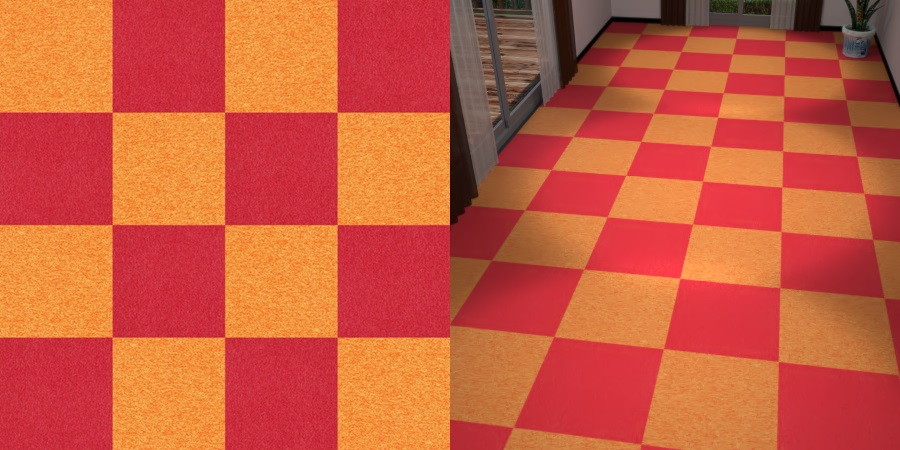 フリーデータ,2D,テクスチャー,texture,JPEG,タイルカーペット,tile,carpet,赤色,red,橙色,オレンジ色,orange,市松貼り,2色市松