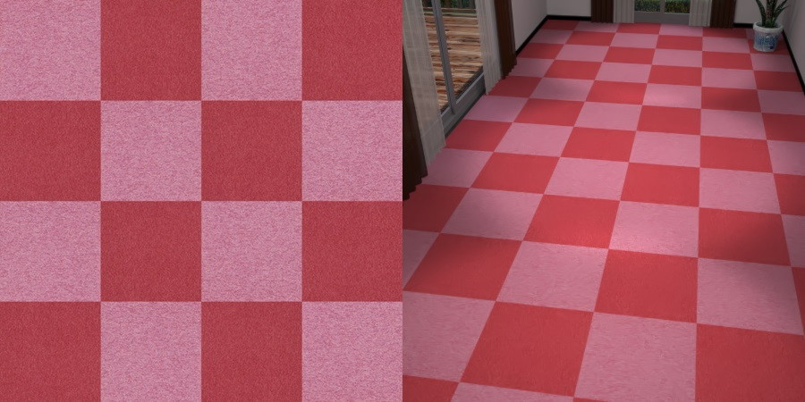 フリーデータ,2D,テクスチャー,texture,JPEG,タイルカーペット,tile,carpet,赤色,red,ピンク色,pink,市松貼り,2色市松