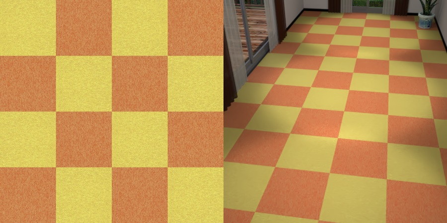 フリーデータ,2D,テクスチャー,texture,JPEG,タイルカーペット,tile,carpet,黄色,yellow,橙色,オレンジ色,orange,市松貼り,2色市松