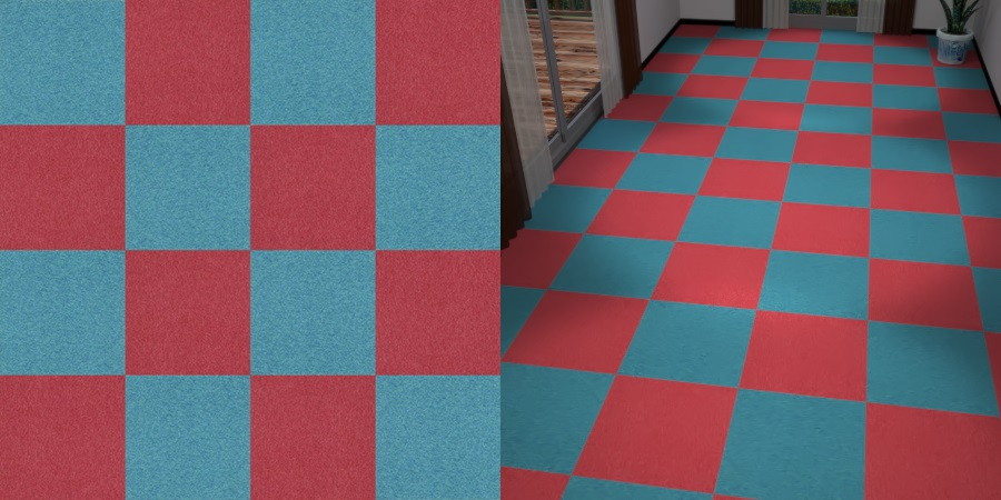 フリーデータ,2D,テクスチャー,texture,JPEG,タイルカーペット,tile,carpet,赤色,red,青色,blue,市松貼り,2色市松