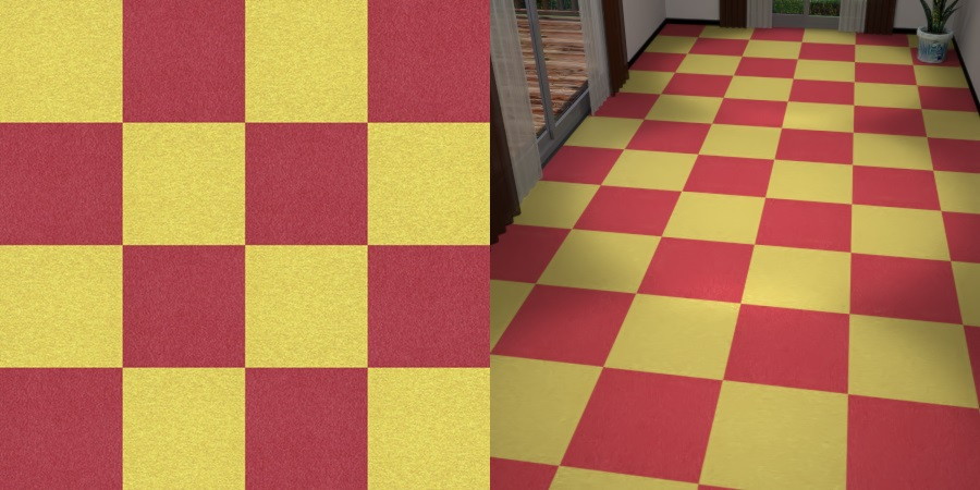 フリーデータ,2D,テクスチャー,texture,JPEG,タイルカーペット,tile,carpet,赤色,red,黄色,yellow,市松貼り,2色市松