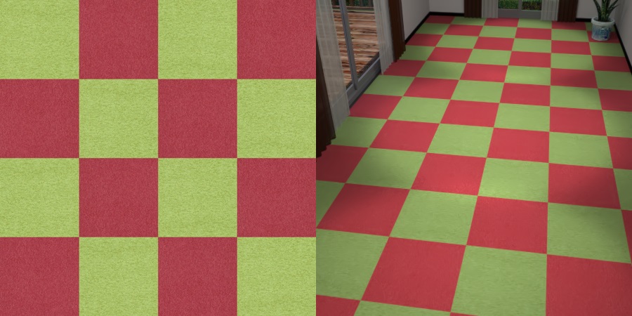 フリーデータ,2D,テクスチャー,texture,JPEG,タイルカーペット,tile,carpet,赤色,red,緑色,みどり,green,市松貼り,2色市松