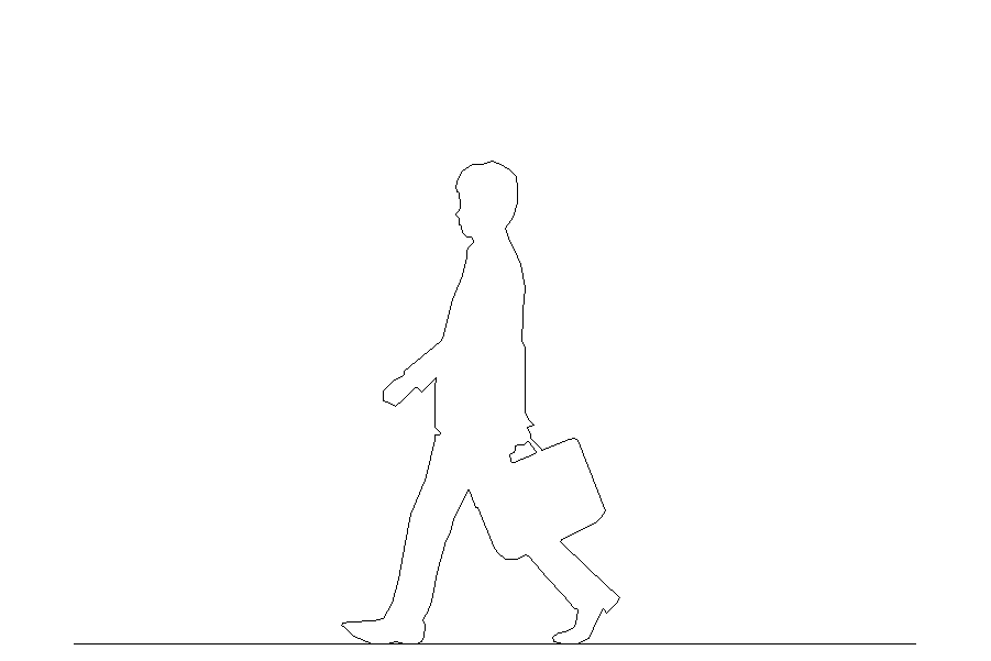 無料,商用可能,フリー素材,フリーデータ,AUTOCAD,DWG,DXF,シルエット,silhouette,男性,man,walking,walker,会社員,鞄を持って歩くサラリーマンの2DCAD部品