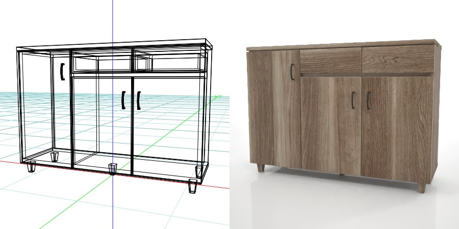 formZ 3D インテリア interior 家具 furniture 棚 ラック rack shelf キャビネット cabinet 飾り棚 リビングボード living サイドボード