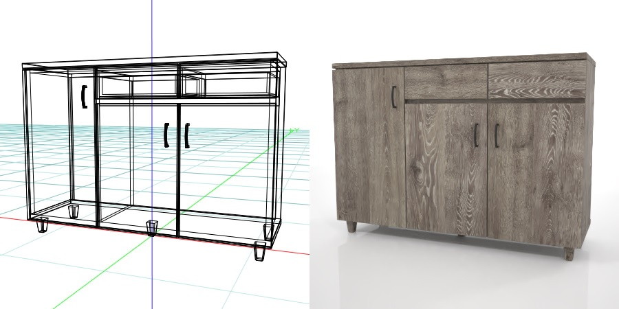 formZ 3D インテリア interior 家具 furniture 棚 ラック rack shelf キャビネット cabinet 飾り棚 リビングボード living サイドボード