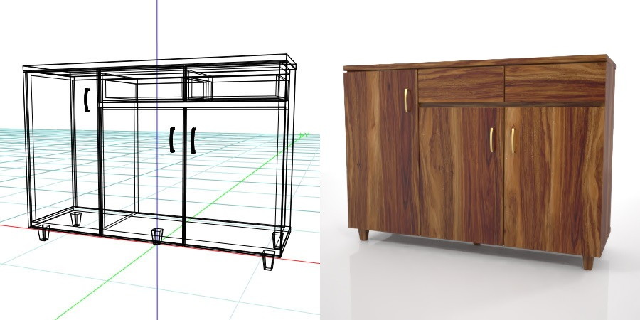 formZ 3D インテリア interior 家具 furniture 棚 ラック rack shelf キャビネット cabinet 飾り棚 リビングボード living サイドボード