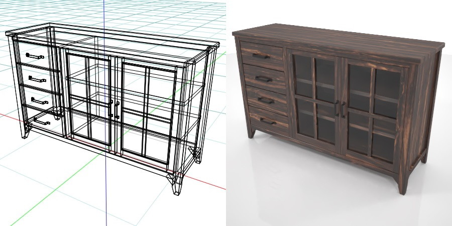 formZ 3D インテリア interior 家具 furniture 棚 ラック rack shelf キャビネット cabinet 飾り棚 リビングボード living カップボード cupboard 食器棚