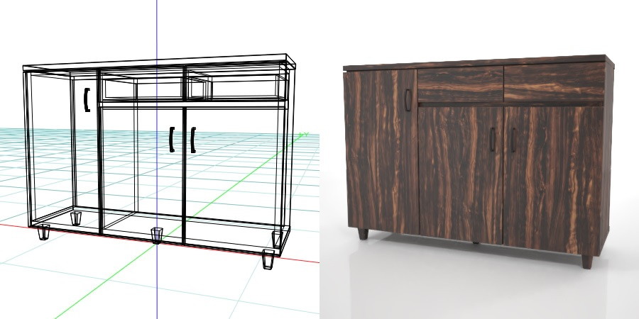 formZ 3D インテリア interior 家具 furniture 棚 ラック rack shelf キャビネット cabinet 飾り棚 リビングボード living サイドボード