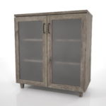 【家具】灰色の木目のリビングボード(曇りガラス)【formZ】 cabinet_0030