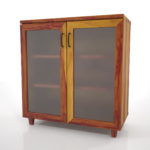 【家具】茶色の木目のリビングボード(曇りガラス)【formZ】 cabinet_0032