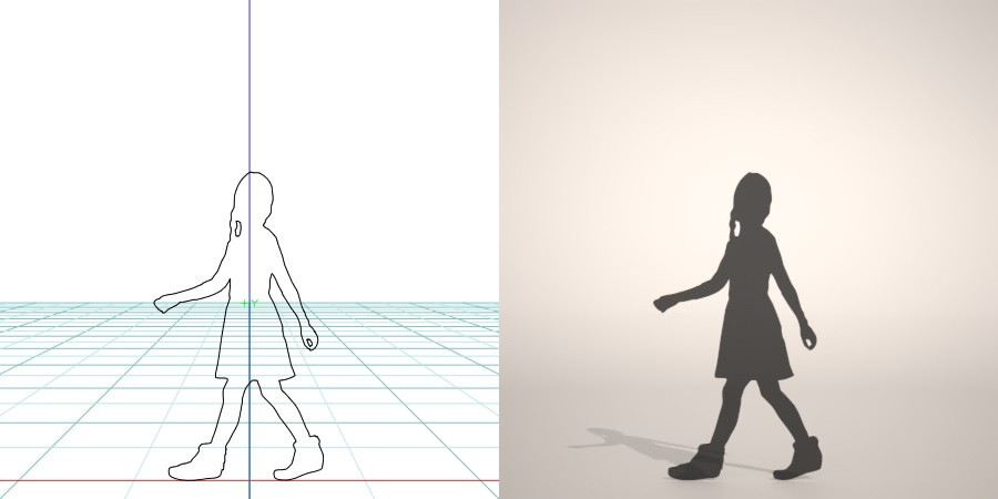 formZ 3D シルエット silhouette 子供 child 少女 girl