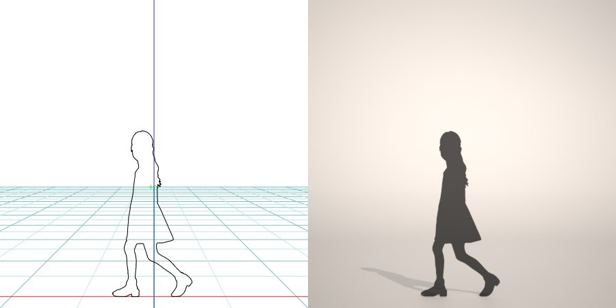 formZ 3D シルエット silhouette 子供 child 少女 girl ワンピース one-piece dress