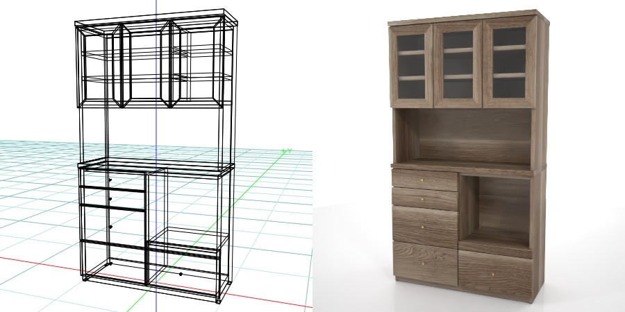 formZ 3D インテリア interior 家具 furniture キャビネット cabinet キッチンボード kitchen ダイニングボード dining カップボード cupboard 食器棚