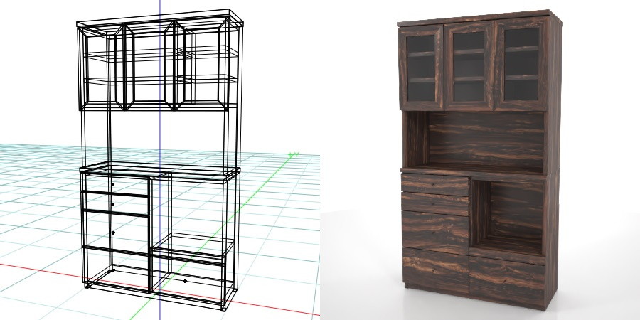 formZ 3D インテリア interior 家具 furniture キャビネット cabinet キッチンボード kitchen ダイニングボード dining カップボード cupboard 食器棚