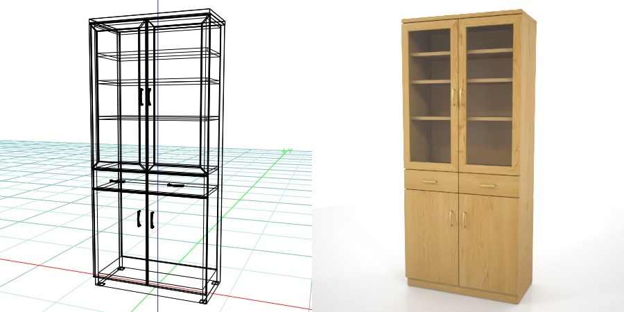 formZ 3D インテリア interior 家具 furniture キャビネット cabinet キッチンボード kitchen ダイニングボード dining カップボード cupboard 食器棚