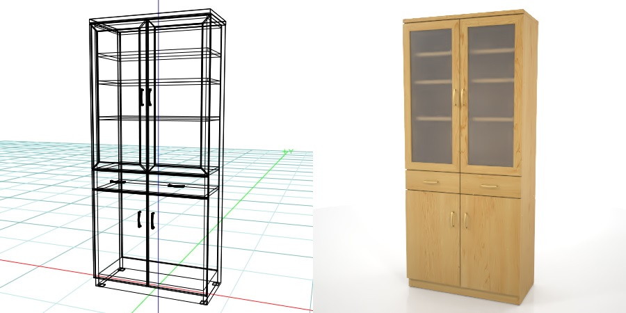 formZ 3D インテリア interior 家具 furniture キャビネット cabinet キッチンボード kitchen ダイニングボード dining カップボード cupboard 食器棚