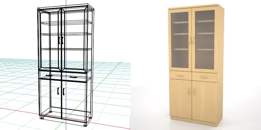 formZ 3D インテリア interior 家具 furniture キャビネット cabinet キッチンボード kitchen ダイニングボード dining カップボード cupboard 食器棚