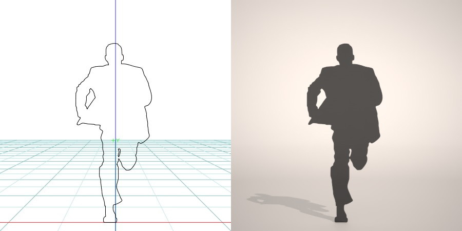 formZ 3D シルエット silhouette 男性 man ジャケット スーツ 背広 business suit 走る running 会社員 ビジネスマン businessman サラリーマン