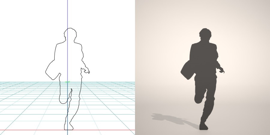 formZ 3D シルエット silhouette 男性 man ジャケット スーツ 背広 business suit 走る running 会社員 ビジネスマン businessman サラリーマン