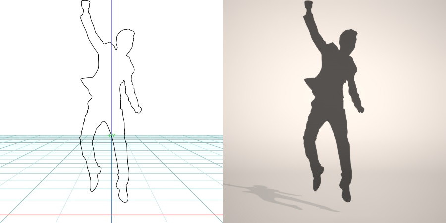 formZ 3D シルエット silhouette 男性 man ジャケット スーツ 背広 business suit 喜ぶ ガッツポーズ 跳ぶ ジャンプ jump 会社員 ビジネスマン businessman サラリーマン