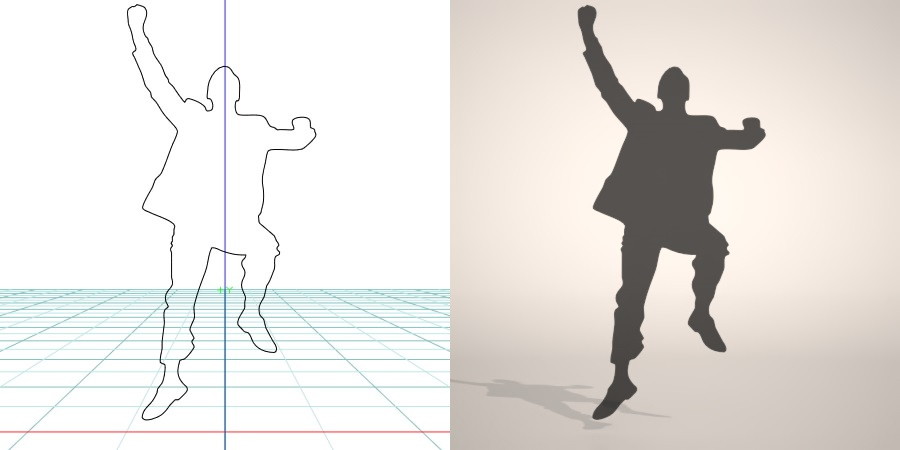 formZ 3D シルエット silhouette 男性 man ジャケット スーツ 背広 business suit 喜ぶ ガッツポーズ 跳ぶ ジャンプ jump 会社員 ビジネスマン businessman サラリーマン