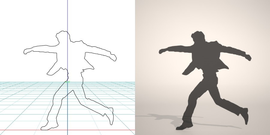 formZ 3D シルエット silhouette 男性 man ジャケット スーツ 背広 business suit 走る running 会社員 ビジネスマン businessman サラリーマン