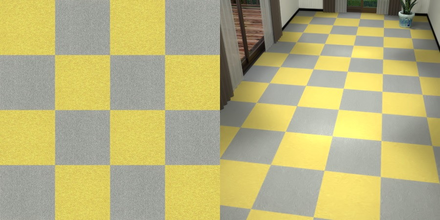 フリーデータ,2D,テクスチャー,texture,JPEG,タイルカーペット,tile,carpet,灰色,グレー,gray,黄色,イエロー,yellow,市松貼り,2色市松