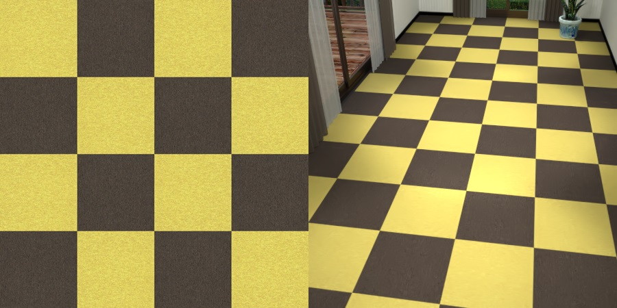 フリーデータ,2D,テクスチャー,texture,JPEG,タイルカーペット,tile,carpet,黄色,yellow,茶色,ブラウン,brown,市松貼り,2色市松