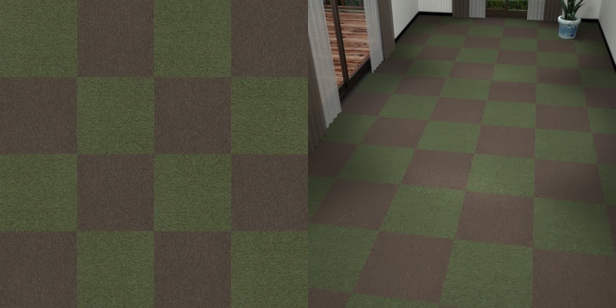 フリーデータ,2D,テクスチャー,texture,JPEG,タイルカーペット,tile,carpet,緑色,みどり,green,茶色,ブラウン,brown,市松貼り,2色市松