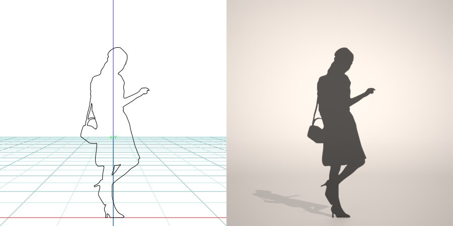 formZ 3D シルエット silhouette 女性 woman female lady スカート skirt バッグ 鞄 カバン bag