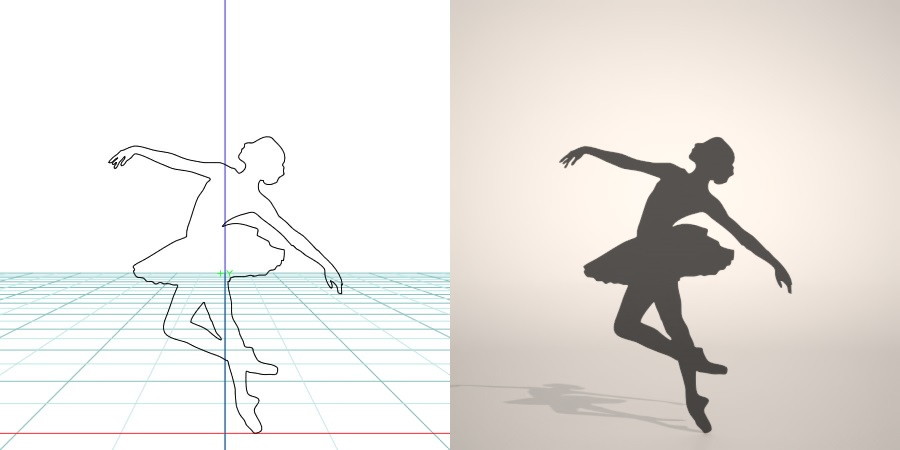 formZ 3D シルエット silhouette 女性 woman female lady バレエダンサー ballet dancer バレリーナ ballerina バレリーヌ ballerine