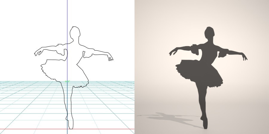 formZ 3D シルエット silhouette 女性 woman female lady バレエダンサー ballet dancer バレリーナ ballerina バレリーヌ ballerine