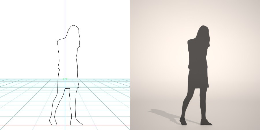 formZ 3D シルエット silhouette 女性 woman female lady スカート skirt
