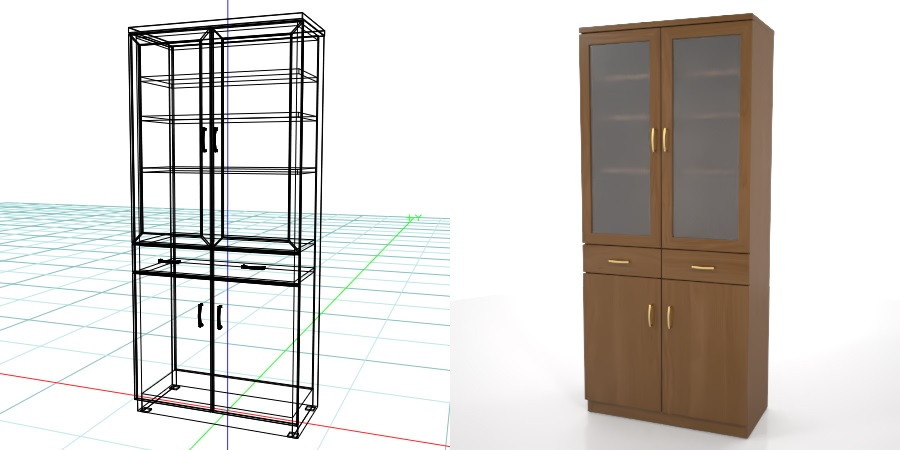 formZ 3D インテリア interior 家具 furniture キャビネット cabinet キッチンボード kitchen ダイニングボード dining カップボード cupboard 食器棚