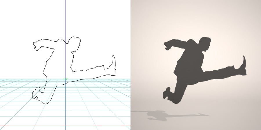 formZ 3D シルエット silhouette 男性 man ジャケット スーツ 背広 business suit 走る running ジャンプ jump 跳ぶ 会社員 ビジネスマン businessman サラリーマン
