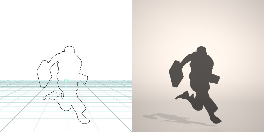 formZ 3D シルエット silhouette 男性 man ジャケット スーツ 背広 business suit 走る running ジャンプ jump 跳ぶ 会社員 ビジネスマン businessman サラリーマン 鞄 bag